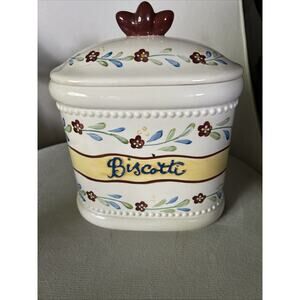 Vintage Biscotti Cookie Jar Lid Nonni's Brand 11 Inches